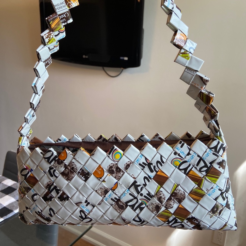 White graphic mini bag